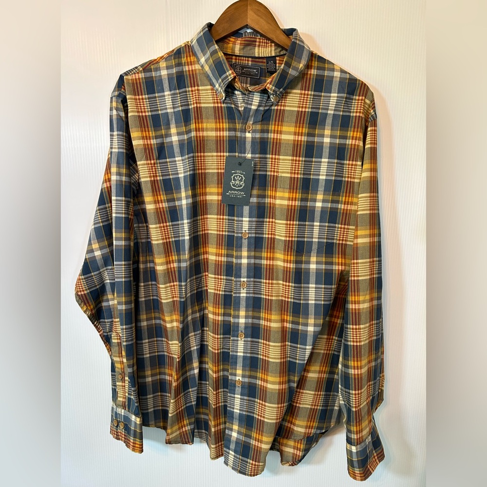 Arrow Plaid Button Down Shirt Size Large NWT - Picture 5 of 7
